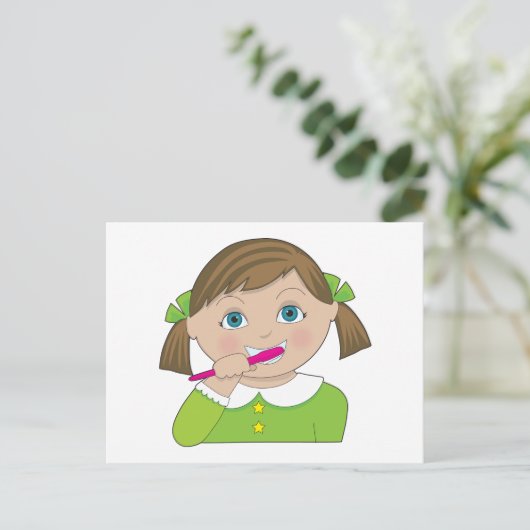 少女の歯磨き ポストカード (スタンド正面)