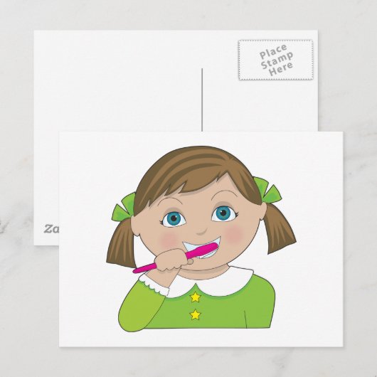 少女の歯磨き ポストカード (正面/裏面)
