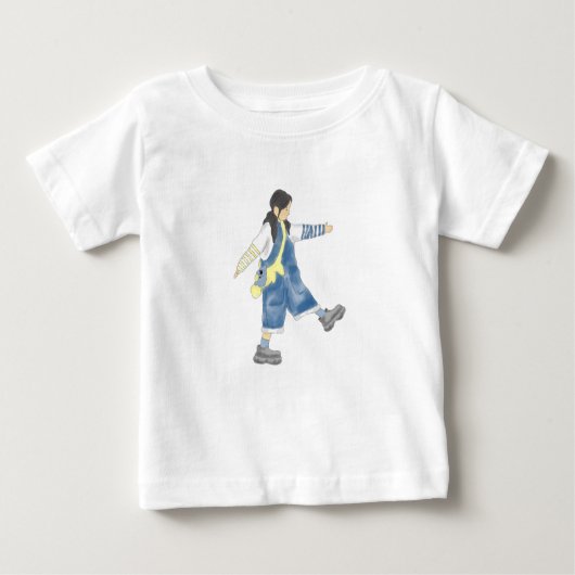 少女の水彩イラスト ベビーTシャツ (正面)