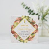 少女の洗礼 カーネーション ゴールド 大理石 書道 招待状 (スタンド正面)