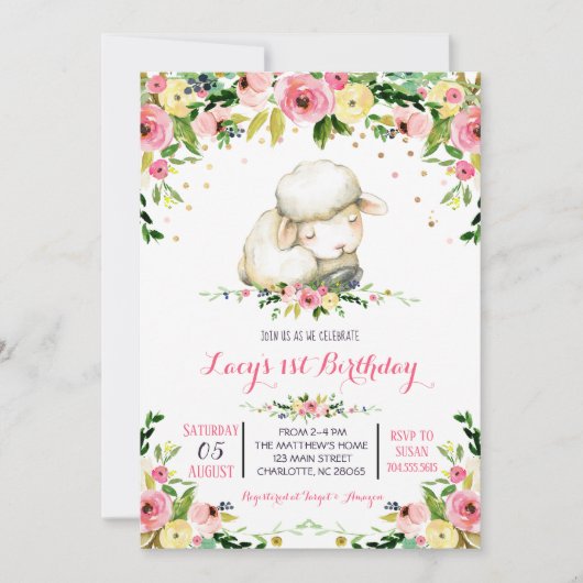 少女の牧場 羊の誕生日 招待状 (正面)