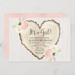 少女の田舎のバレンタインフローラハートシャワー 招待状