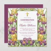 少女の確認アイリスパープルイエロークロスフローラ 招待状 (正面/裏面)