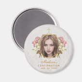 少女の確認フォトピンクオーキズフローラ大理石 マグネット (正面/裏面)