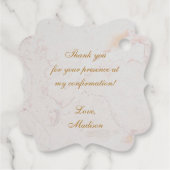 少女の確認フォトピンクオーキズ金ゴールド大理石 フェイバータグ (裏面)