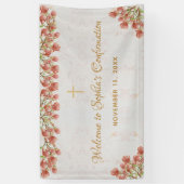 少女の確認フローラウェルカムピンクマグノリア 横断幕 (縦)