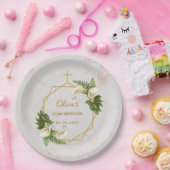 少女の確認フローラ大理石金ゴールドカラリリー ペーパープレート (パーティー)