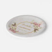 少女の確認フローラ金ゴールドピンクオーキンスマーブル ペーパープレート (アングル)