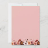 少女の確認赤面ピンクフローラ招待状 招待状 (裏面)