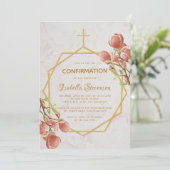 少女の確認金ゴールドピンクマグノリアマーブルフローラ 招待状 (スタンド正面)