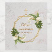 少女の確認 カラー リリー ゴールド マーブル フラワーズ ワインラベル (シングルラベル)