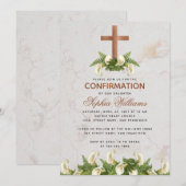 少女の確認 コッパー クロス カラー リリー 大理石 招待状 (正面/裏面)