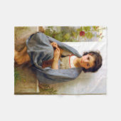 少女の編み物、ブグロー フリースブランケット (正面(横))