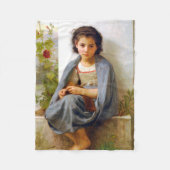 少女の編み物、ブグロー フリースブランケット (正面)
