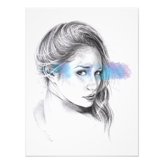 少女の肖像 鉛筆画アート フォトプリント            (正面)