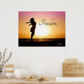 少女の自由と美感じしい夕日 ポスター (キッチン)