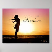 少女の自由と美感じしい夕日 ポスター (正面)