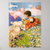 少女の花のヴィンテージイラスト「ヘイディ」 ポスター (正面)