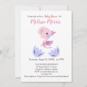 少女の赤ちゃんがシャワーかわいい小さな竜のベビーふ化 招待状 (正面)