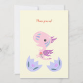 少女の赤ちゃんがシャワーかわいい小さな竜のベビーふ化 招待状 (裏面)