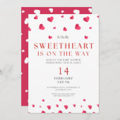 少女の赤ちゃんシャワーの途中に小さな恋人がいる 招待状 (正面/裏面)