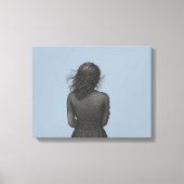 少女の鉛筆画 キャンバスプリント (正面)
