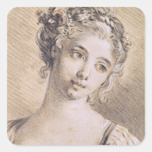 少女の頭 スクエアシール (正面)