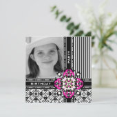 少女の12歳の誕生日パーティーダマスク招待状 招待状 (スタンド正面)