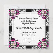 少女の12歳の誕生日パーティーダマスク招待状 招待状 (裏面)