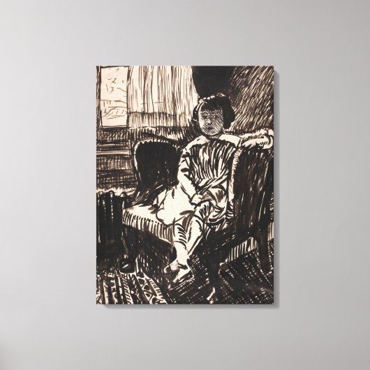 少女は椅子に座った（1917年～1918年） キャンバスプリント (正面)