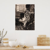 少女は椅子に座って(ca. 1917-1918) Canvas Print ポスター (キッチン)