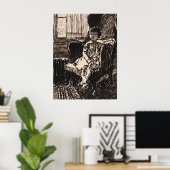 少女は椅子に座って(ca. 1917-1918) Canvas Print ポスター (ホームオフィス)