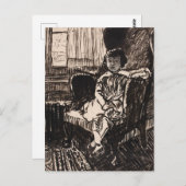 少女は椅子に座って(ca. 1917-1918) Canvas Print ポストカード (正面/裏面)