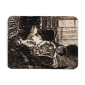 少女は椅子に座って(ca. 1917-1918) Canvas Print マグネット (横)