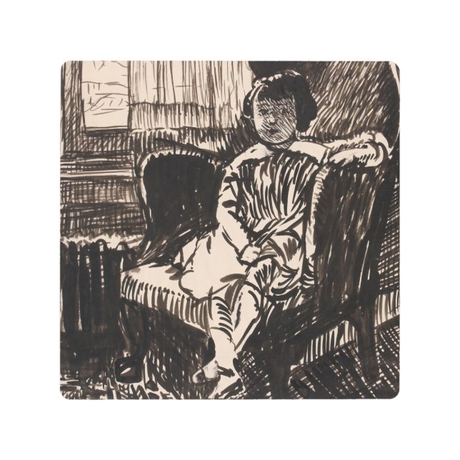 少女は椅子に座って(ca. 1917-1918) Canvas Print メタルプリント (正面)