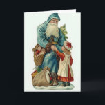 少女へのプレゼントを抱えたサンタ Vintage シーズンカード<br><div class="desc">あなただけの特別なメッセージを加えるだけで、簡単にクリスマスカードをカスタマイズできます！ サンタが赤い服の少女にプレゼントを届ける、ホリデーシーズンのイラストをフィーチャーしたヴィンテージスタイルのメリークリスマス画像です。</div>