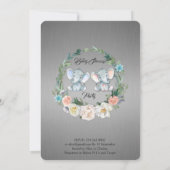 少女または少年のベビーシャワーゾウ，銀の金属，かわいい 招待状 (裏面)