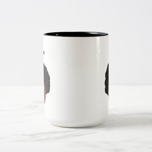 少女イラストレーションの黒い髪をパーソナライズ ツートーンマグカップ (中央)