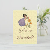 少女エルフ妖精水仙アンティークイースター 招待状 (スタンド正面)