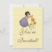 少女エルフ妖精水仙アンティークイースター 招待状 (正面)