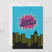 少女スーパーヒーロー誕生日パーティーの招待 招待状 (裏面)