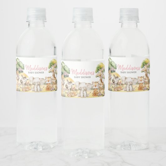 少女フローラジャングルサファリアニマルベビーシャワー ペットボトルラベル (ボトル)