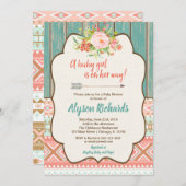 少女ベビーシャワー招待状、部族のベビーシャワー 招待状 (正面/裏面)