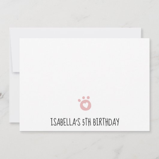 少女ペッティング動物園/農場納屋周囲の庭動物テーマ 招待状 (裏面)