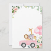 少女向けのベビーシャワー招待状による動物追い 招待状 (裏面)