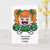 少女向け漫画チアリーダー誕生日カード カード (黄色い花)