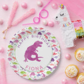 少女恐竜の誕生日パーティーパーパーソナライズされたプル ペーパープレート (パーティー)