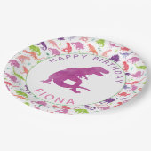 少女恐竜の誕生日パーティーパーパーソナライズされたプル ペーパープレート (アングル)