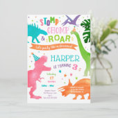 少女恐竜Tレックスバースデーパーティ招待状 招待状 (スタンド正面)