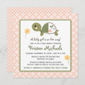 少女用おむつベビーシャワー招待状のカメ 招待状 (正面/裏面)